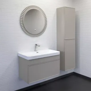  Тумба-умывальник для ванной Comforty Мадрид-80М серый шёлк с раковиной Comforty CF19595BX-80	