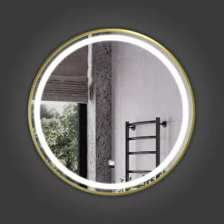 Зеркало Comforty  в золотой алюминиевой раме Лея-60 LED-подсветка, бесконтактный сенсор