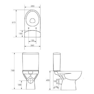 Унитаз-компакт Cersanit PARVA NEW CLEAN ON KO-PA011-3/6-CON-DL с микролифтом