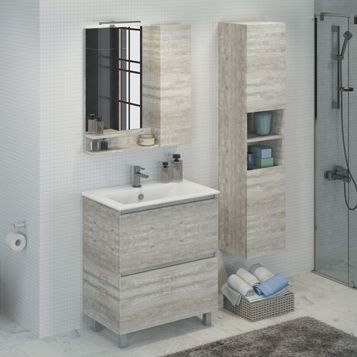 Comforty Тумба-умывальник "Верона-75" дуб белый с раковиной Comforty 75Е