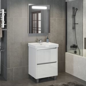 Comforty Тумба-умывальник "Дублин-60" белый глянец с раковиной Comforty 8056