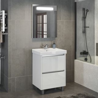 Comforty Тумба-умывальник "Дублин-60" белый глянец с раковиной Comforty 8056 Comforty Тумба-умывальник "Дублин-60" белый глянец с раковиной Comforty 8056