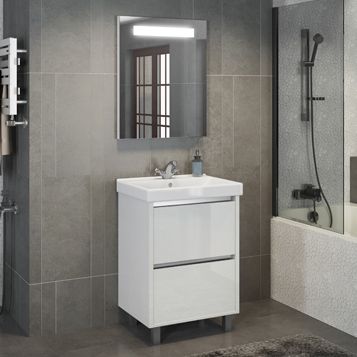 Comforty Тумба-умывальник "Дублин-60" белый глянец с раковиной Comforty 8056