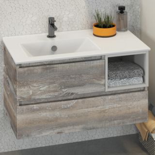 Comforty Тумба-умывальник "Турин-90L" дуб бежевый с раковиной Comforty 9090EL Comforty Тумба-умывальник "Турин-90L" дуб бежевый с раковиной Comforty 9090EL