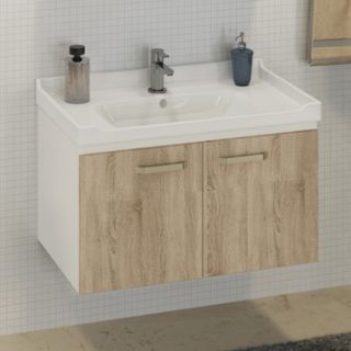 Comforty Тумба-умывальник "Рига-80" дуб сонома с раковиной Comforty 9335-80 Comforty Тумба-умывальник "Рига-80" дуб сонома с раковиной Comforty 9335-80