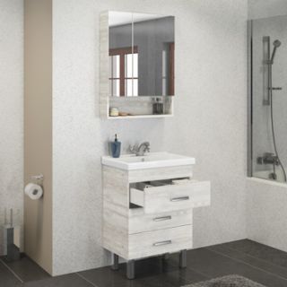 Comforty Тумба-умывальник "Никосия-60Н" дуб белый с раковиной Fest 60 F01 Comforty Тумба-умывальник "Никосия-60Н" дуб белый с раковиной Fest 60 F01
