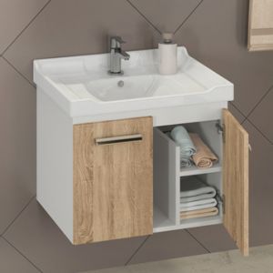 Comforty Тумба-умывальник "Рига-60" дуб сонома с раковиной Comforty 9335-60