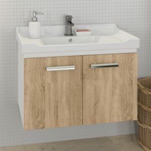 Comforty Тумба-умывальник "Рига-70" дуб сонома с раковиной Comforty 9335-70
