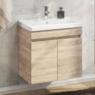 Comforty Тумба-умывальник "Тромсе-60" дуб сонома с раковиной Fest 60 F01 Comforty Тумба-умывальник "Тромсе-60" дуб сонома с раковиной Fest 60 F01