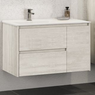 Comforty Тумба-умывальник "Бремен-90" дуб белый с раковиной Comforty 9090EL Comforty Тумба-умывальник "Бремен-90" дуб белый с раковиной Comforty 9090EL