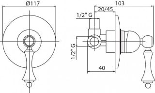 Встраиваемый однорычажный смеситель для душа, хром Cezares MARGOT-DIM-01-Bi