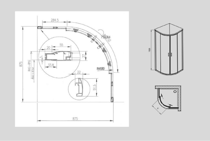 Душевой уголок Ravak XP2CP4-90 X3B270C00Z1C Transparent профиль хром