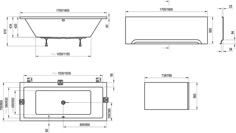 Акриловая ванна Ravak FORMY 01 180x80 C881000000