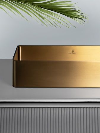Раковина AltroBagno Astro 001017 OrSp из нержавеющей стали золото матовое Раковина AltroBagno Astro 001017 OrSp из нержавеющей стали золото матовое