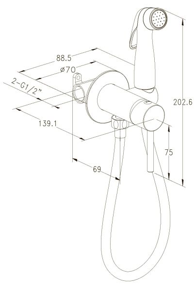 Гигиенический душ со смесителем Milardo Tidy чёрный 001BLR0M08