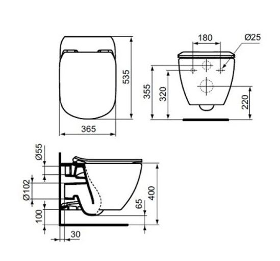 Подвесной унитаз Ideal Standard Tesi T007901 (без крышки)