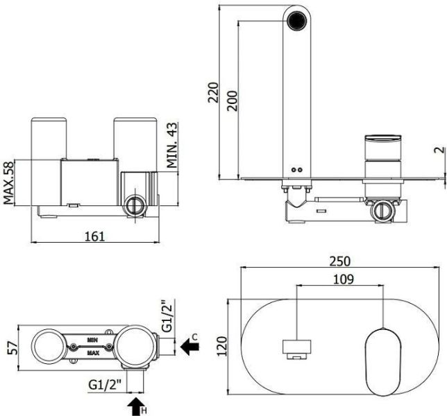 Смеситель для раковины Paffoni Candy CA105CR (с внутренней частью)