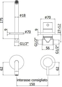 Смеситель для раковины Paffoni Light LIG006CR70 (с внутренней частью)
