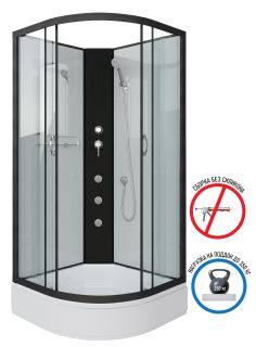 Душевая кабина Niagara NG-6701-14BKG с гидромассажем 90x90см чёрный/прозрачное