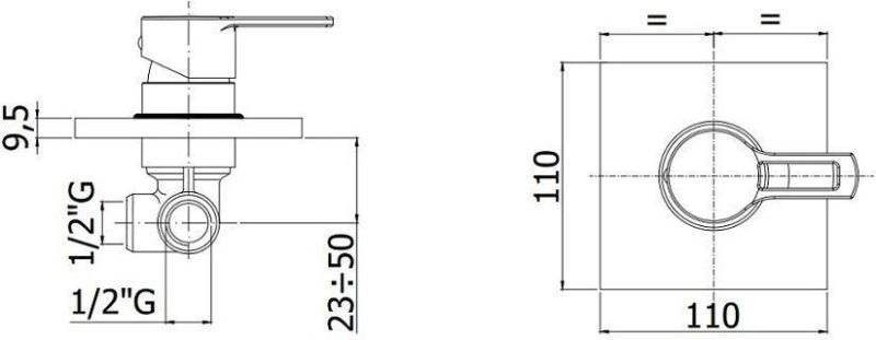 Смеситель для душа Paffoni Ringo RIN010BO/M (с внутренней частью)