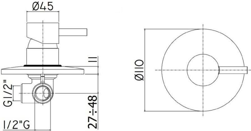 Смеситель для душа Paffoni Light LIG011CR (с внутренней частью)