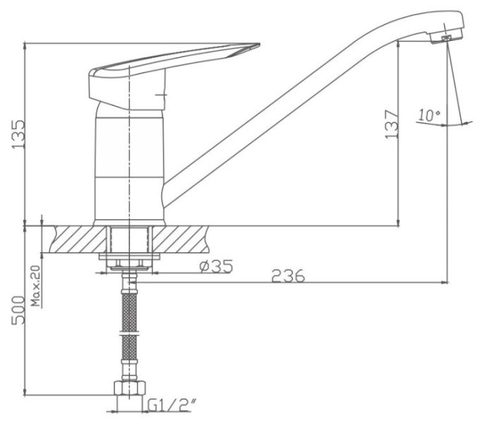 Смеситель для кухни Haiba HB4907 хром