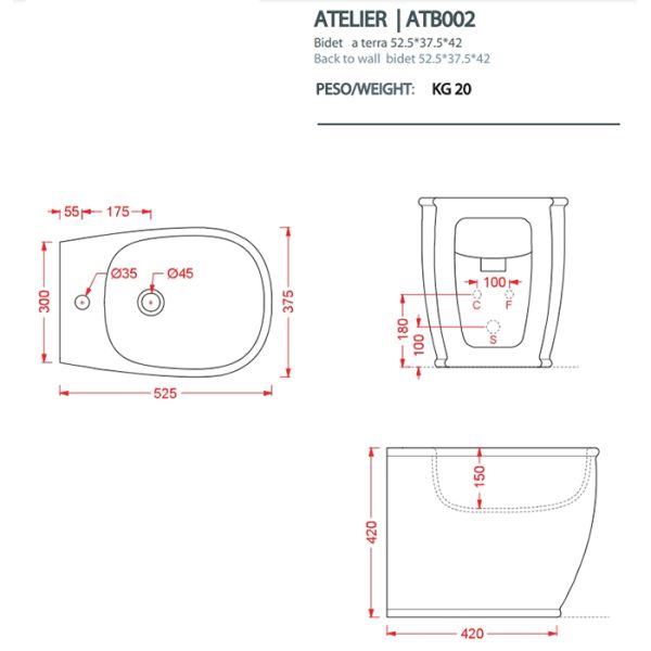 Биде Artceram Atelier ATB002 17 00 *1 черный Биде Artceram Atelier ATB002 17 00 *1 черный