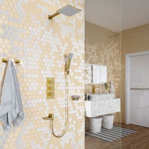 Душевая система Timo Tetra-thermo SX-0199/17SM с термостатом золото матовое