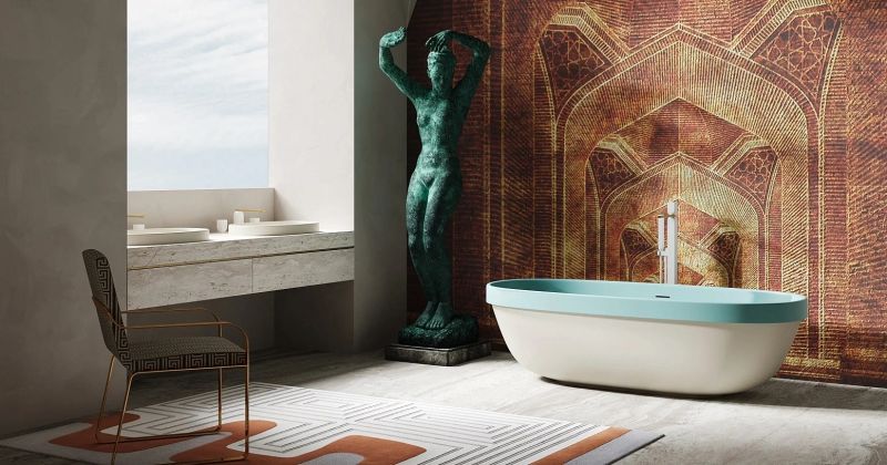 Ванна из искусственного камня Salini Greca In S-Stone 104821MRF 180x80см RAL полностью