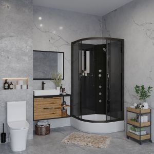 Душевая кабина Niagara NG-6501-14BKG с гидромассажем 90x90см чёрный/тонированное