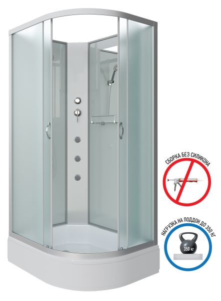 Душевая кабина Niagara NG-33184-14LBKG с гидромассажем 110x80см серебро/матовое