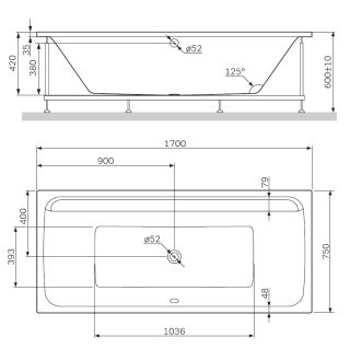 Каркас для ванны Am.pm INSPIRE 2.0 W52A-170-075W-R 170x70