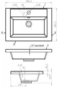 Раковина из искусственного мрамора Art&Max 50см AM-LAV-500-MR-A