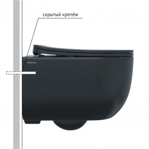 Подвесной унитаз Berges Ventas Black Rimless 082136 сиденье дюропласт Ventas Slim SO чёрный