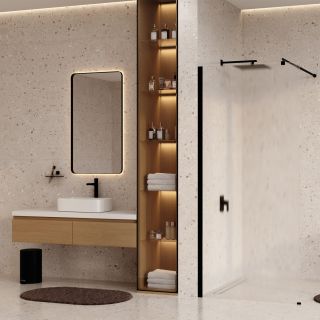 Душевая перегородка WasserKRAFT Rur 30W46MB-TXG 110 см профиль чёрный стекло текстурное