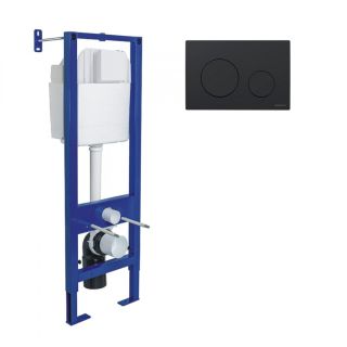 Инсталляция для подвесного унитаза Berges АТОМ 410 040368 чёрная кнопка смыва Atom Ring Soft Touch