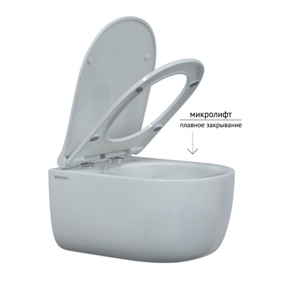 Комплект Berges 4в1 043309: инсталляция NOVUM 525 кнопка L1 белая унитаз EGO Rimless сидение Okus Slim SO