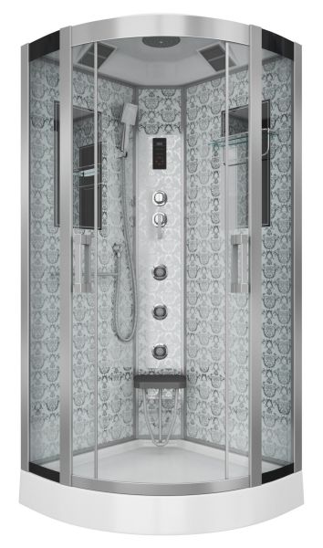 Душевая кабина Niagara NG-7715W с гидромассажем 90x90см серебро/прозрачное