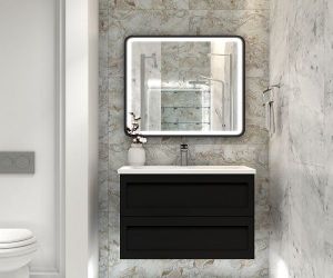 Подвесная тумба под раковину Art&Max Platino 100см чёрный матовый AM-Platino-1000-2C-SO-NM-Cer
