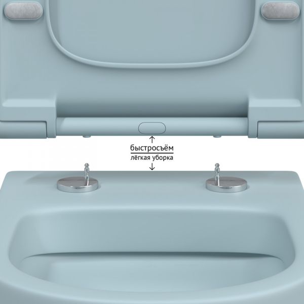 Подвесной унитаз Berges EGO XL Rimless 083229 сиденье EGO XL Slim SO голубой матовый