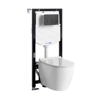 Система инсталляции с унитазом WasserKRAFT Aller 10TLT.010.ME.MB02.H002 кнопка смыва чёрный матовый