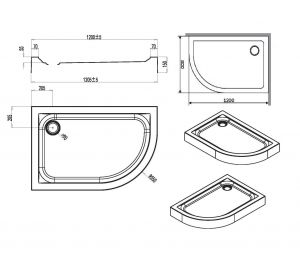 Поддон для душа AM.PM LIKE W83T-302L120W левосторонний 120x80 см