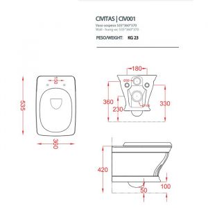 Унитаз  Artceram CIVITAS CIV001 01 00 белый