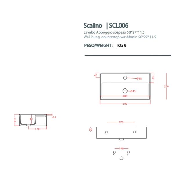 Раковина ArtCeram Scalino SCL006 01 00 белая 75 см