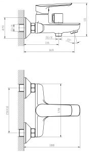 Смеситель для ванны ESKO Lagos Gun Metal LG54GM графит