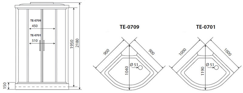 Timo eco TE-0709 Р душевая кабина (90*90*215)