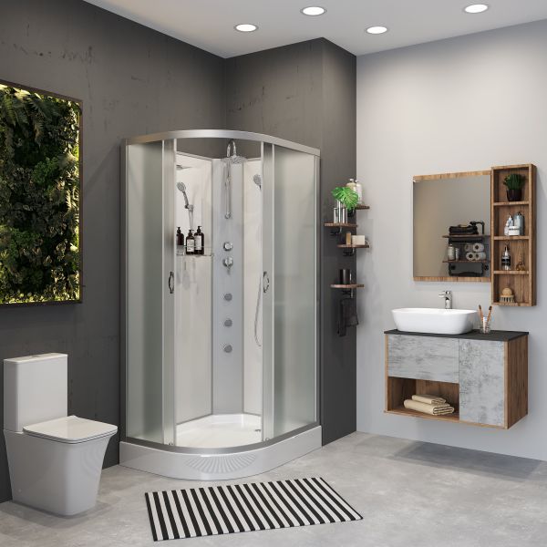 Душевая кабина Niagara NG-3312-14RBKTG с гидромассажем 120x80см серебро/матовое