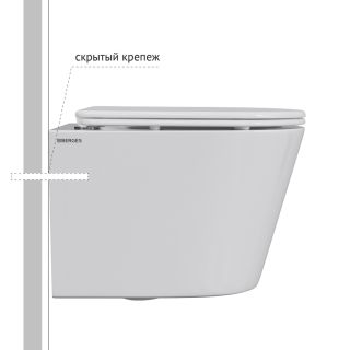 Унитаз подвесной Berges VITA Rimless 082255 сиденье микролифт белый