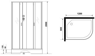 Душевая кабина Niagara NG-3512-14LBKG с гидромассажем 120x80см серебро/тонированное
