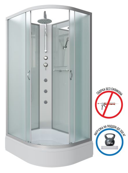 Душевая кабина Niagara NG-33084-14LBKTG с гидромассажем 100x80см серебро/матовое